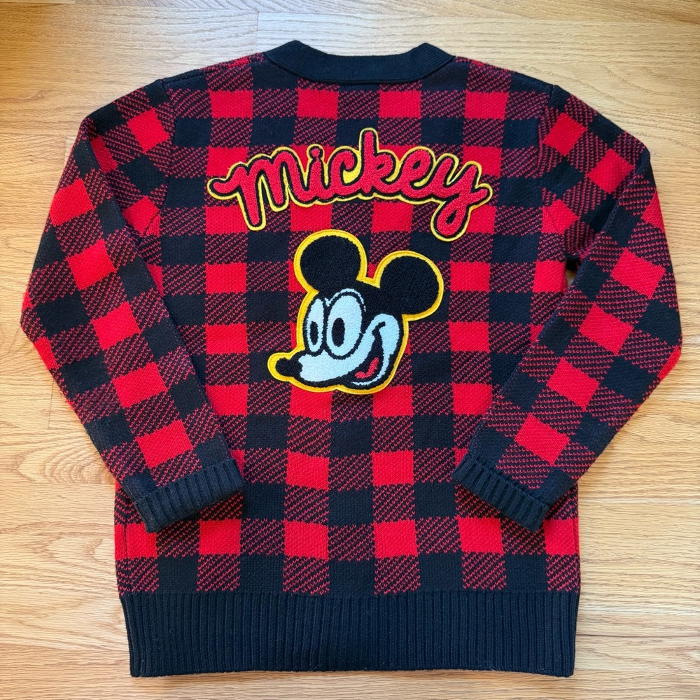 Forever 21 Retro Mickey Mouse Tartan Plaid Cardigan - Medium
